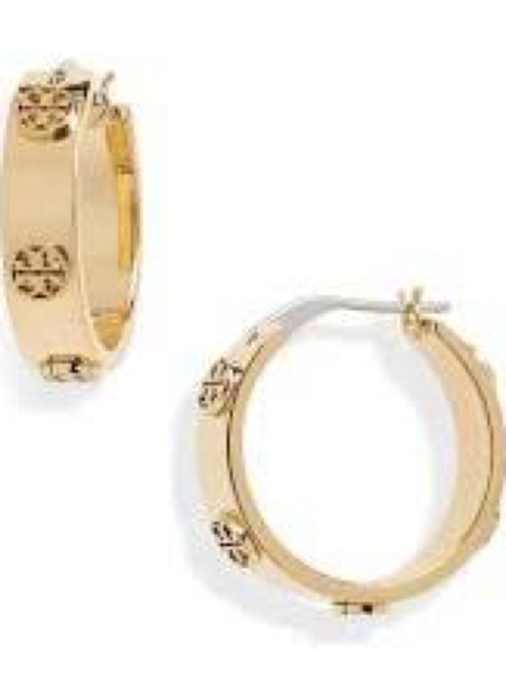 Tory Burch Gold Logo Hoop Earrings
